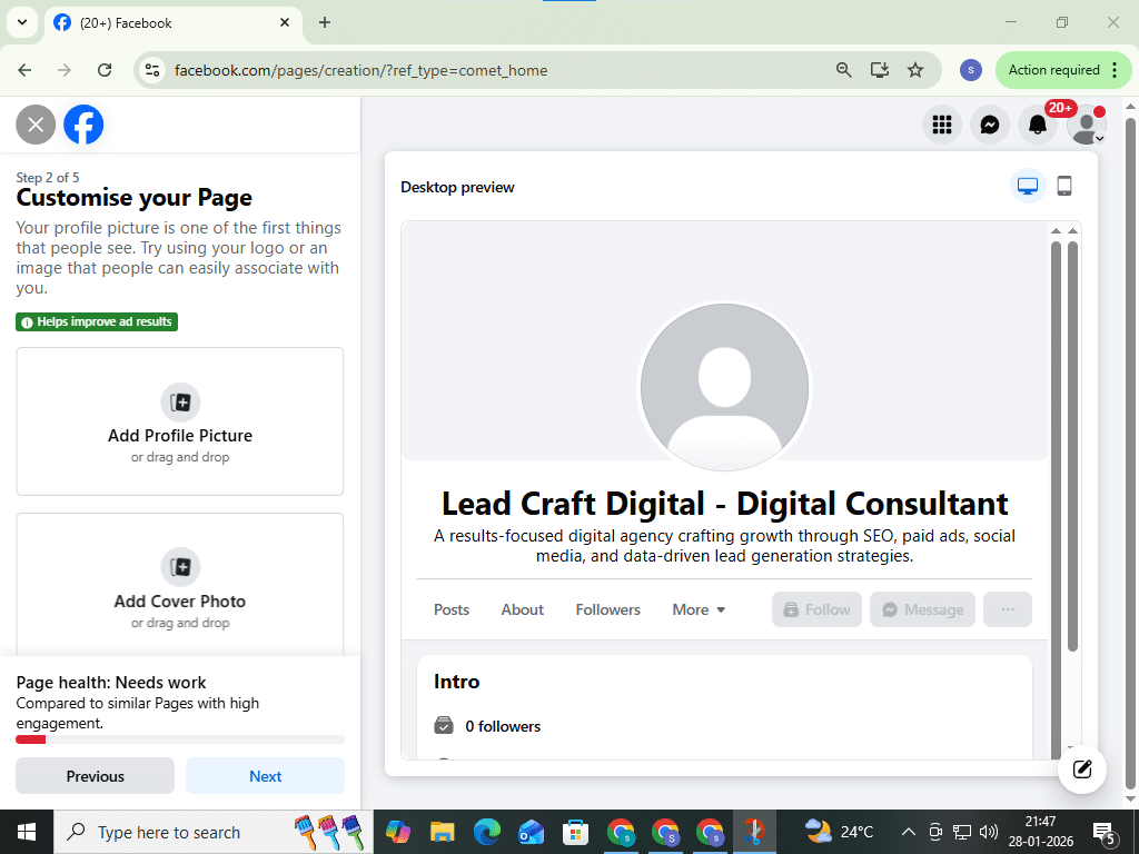 how to created facebook page my business